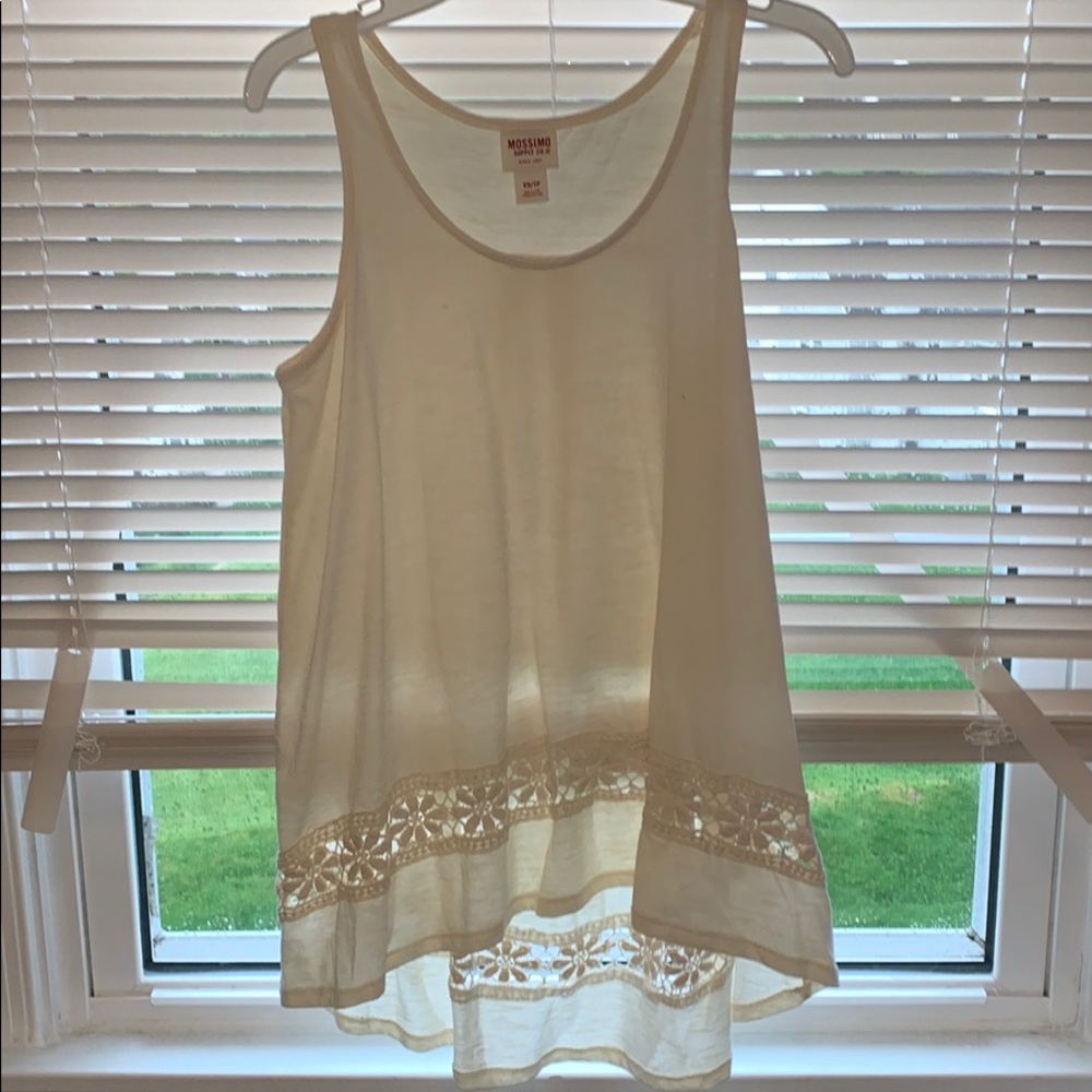 long cream tank top with lace detail